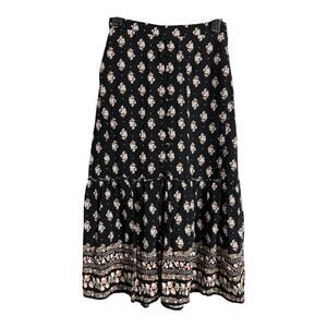 Hollister Black Floral Midi Skirt